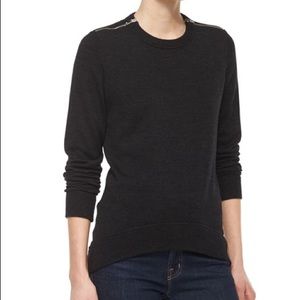 Michael Kors black sweater with silver zipper shoulder